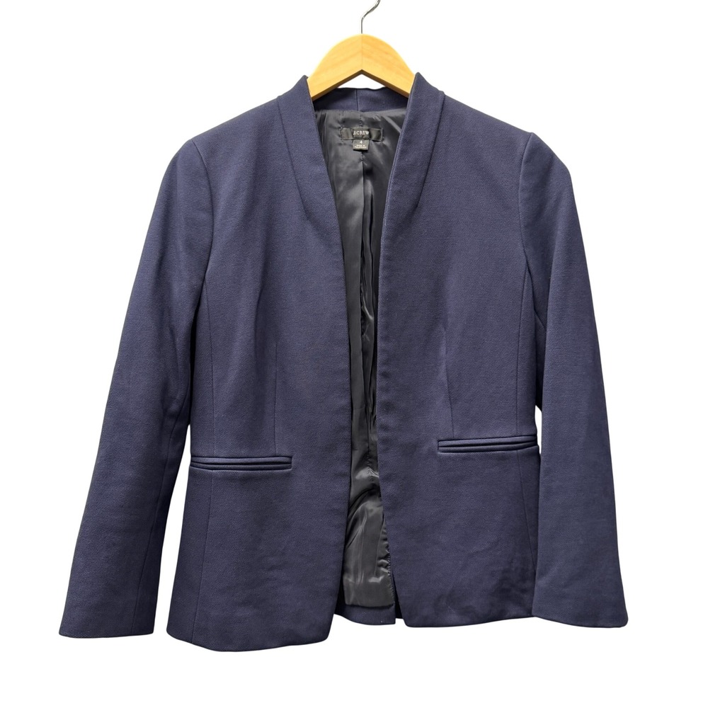 J.Crew Blazer Womens 4 Going Out Stretch Twill Navy Blue Open Coastal Jacket